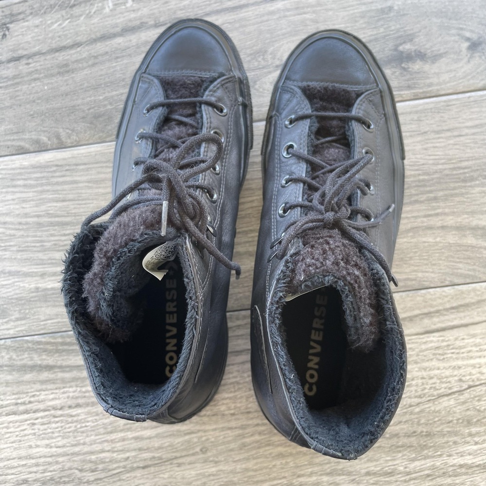 Converse Chuck Taylor All Star Shoes Womens Size 10 Leather Faux Fur Winter Warm - Picture 7 of 14